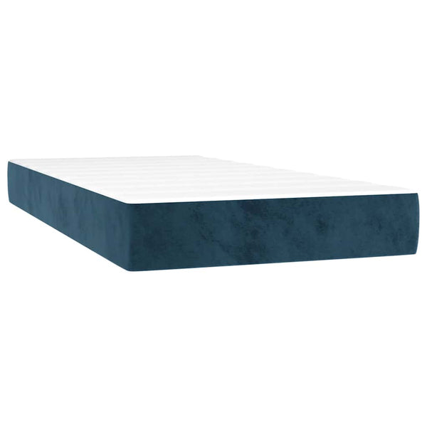 vidaXL Box Spring Bed with Mattress & LED Dark Blue 100x200 cm Velvet