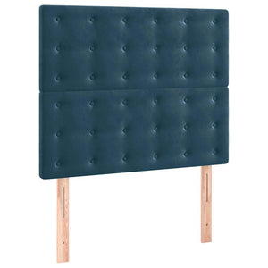 vidaXL Box Spring Bed with Mattress & LED Dark Blue 100x200 cm Velvet