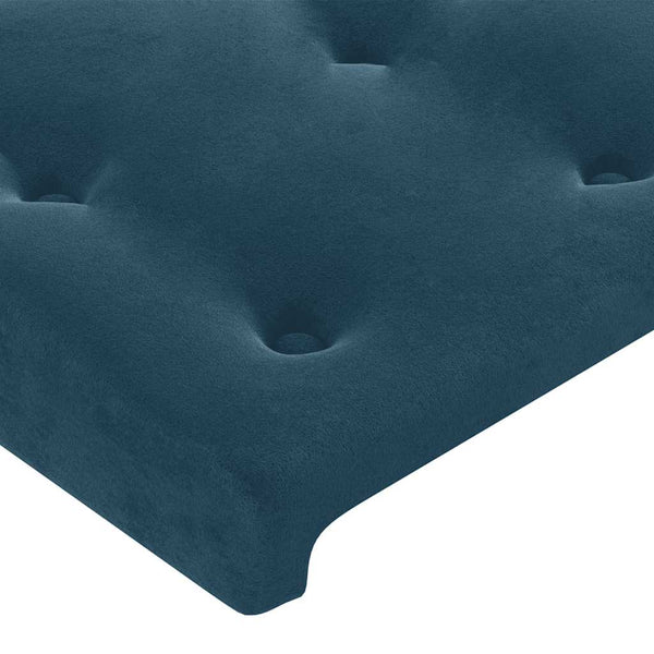 vidaXL Box Spring Bed with Mattress & LED Dark Blue 100x200 cm Velvet