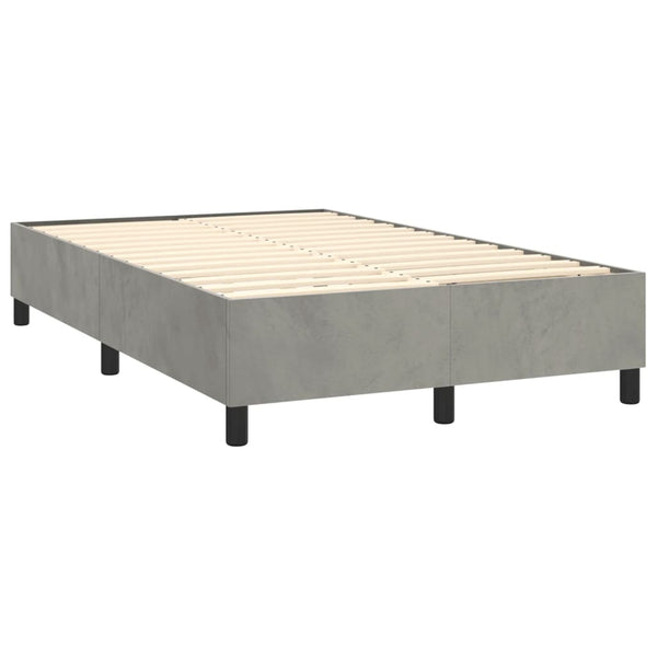 vidaXL Box Spring Bed with Mattress & LED Light Gray 120x200 cm Velvet