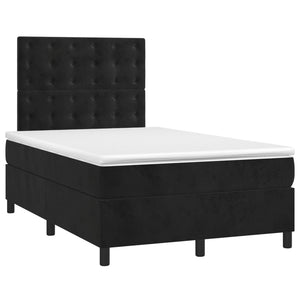 vidaXL Box Spring Bed with Mattress & LED Black 120x200 cm Velvet