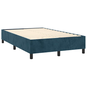 vidaXL Box Spring Bed with Mattress & LED Dark Blue 120x200 cm Velvet
