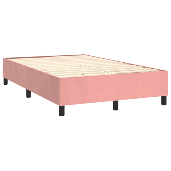 vidaXL Box Spring Bed with Mattress & LED Pink 120x200 cm Velvet