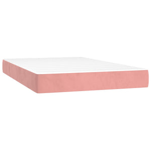 vidaXL Box Spring Bed with Mattress & LED Pink 120x200 cm Velvet