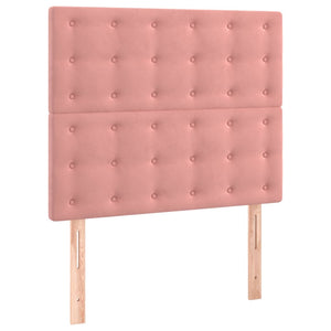 vidaXL Box Spring Bed with Mattress & LED Pink 120x200 cm Velvet