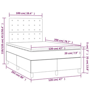 vidaXL Box Spring Bed with Mattress & LED Pink 120x200 cm Velvet