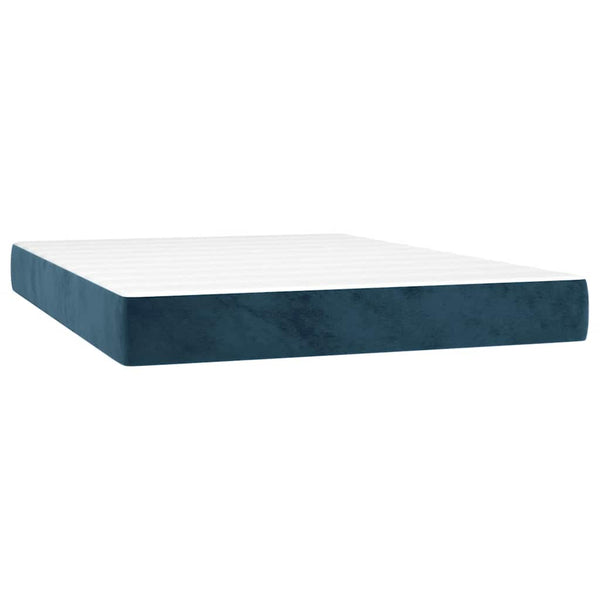 vidaXL Box Spring Bed with Mattress & LED Dark Blue 140x200 cm Velvet