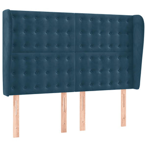 vidaXL Box Spring Bed with Mattress & LED Dark Blue 140x200 cm Velvet