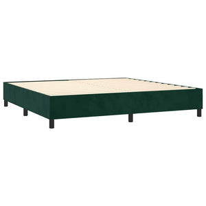 vidaXL Box Spring Bed with Mattress & LED Dark Green 200x200 cm Velvet