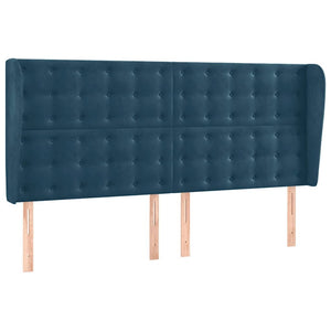 vidaXL Box Spring Bed with Mattress & LED Dark Blue 200x200 cm Velvet