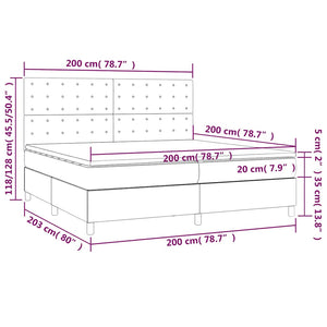 vidaXL Box Spring Bed with Mattress & LED Dark Blue 200x200 cm Velvet