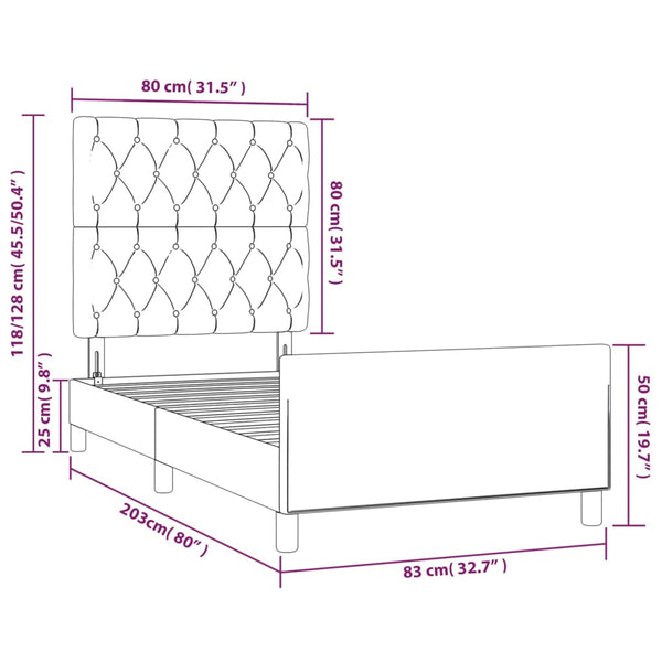 vidaXL Bed Frame without Mattress Black 80x200 cm Fabric