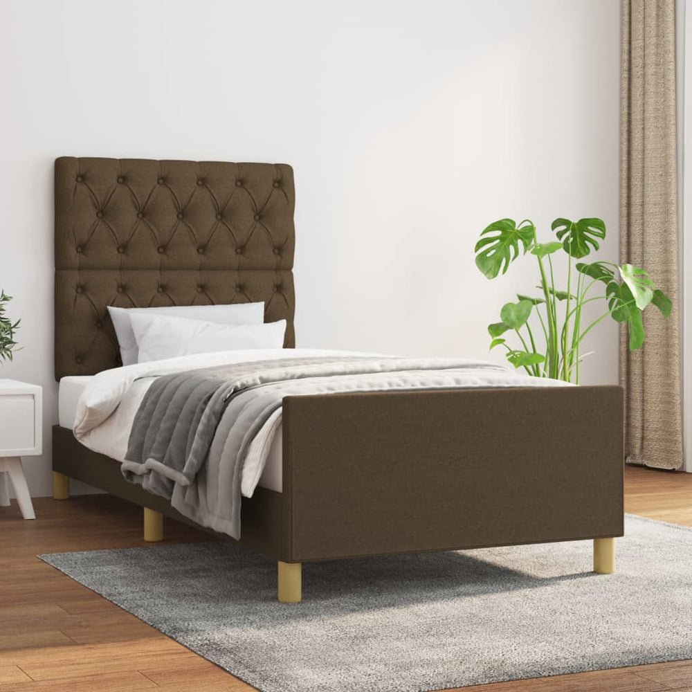 vidaXL Bed Frame without Mattress Dark Brown 80x200 cm Fabric