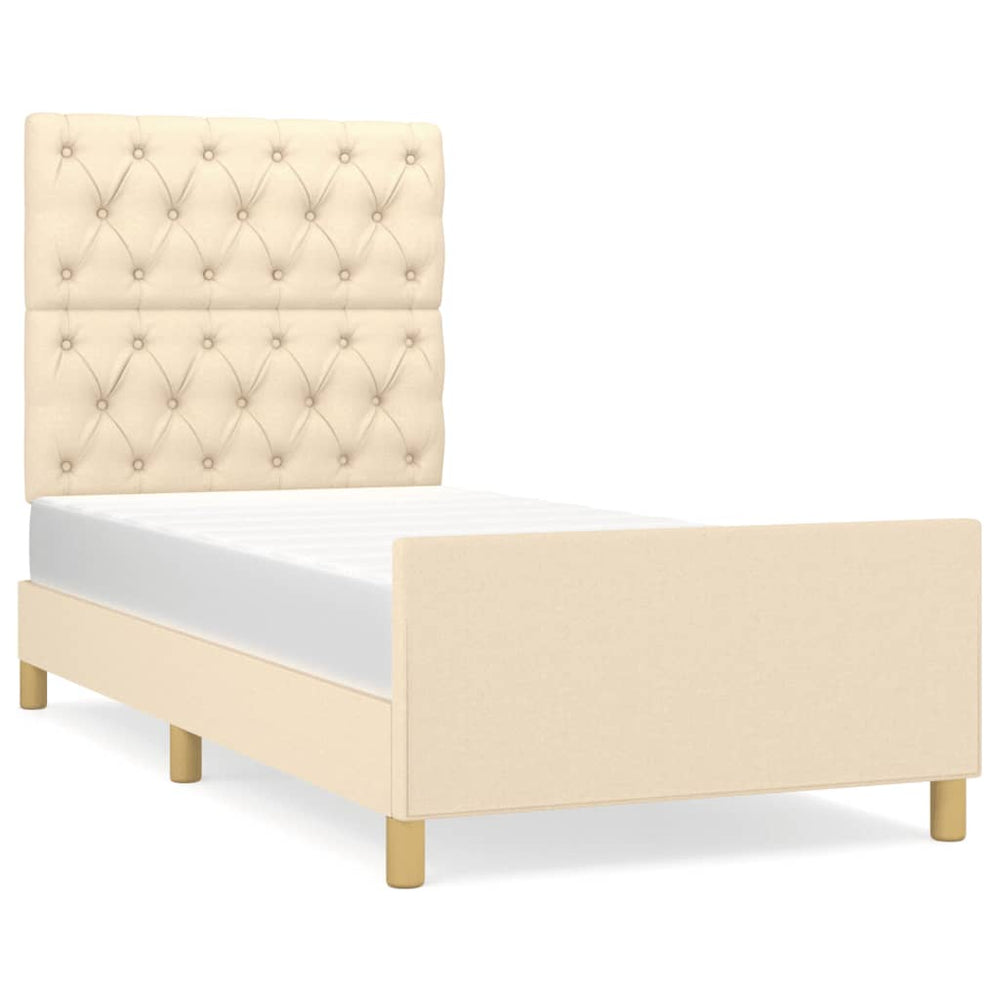 vidaXL Bed Frame without Mattress Cream 80x200 cm Fabric