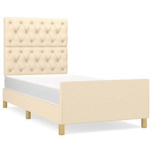vidaXL Bed Frame without Mattress Cream 80x200 cm Fabric