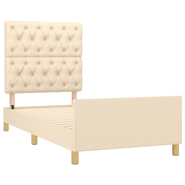 vidaXL Bed Frame without Mattress Cream 80x200 cm Fabric