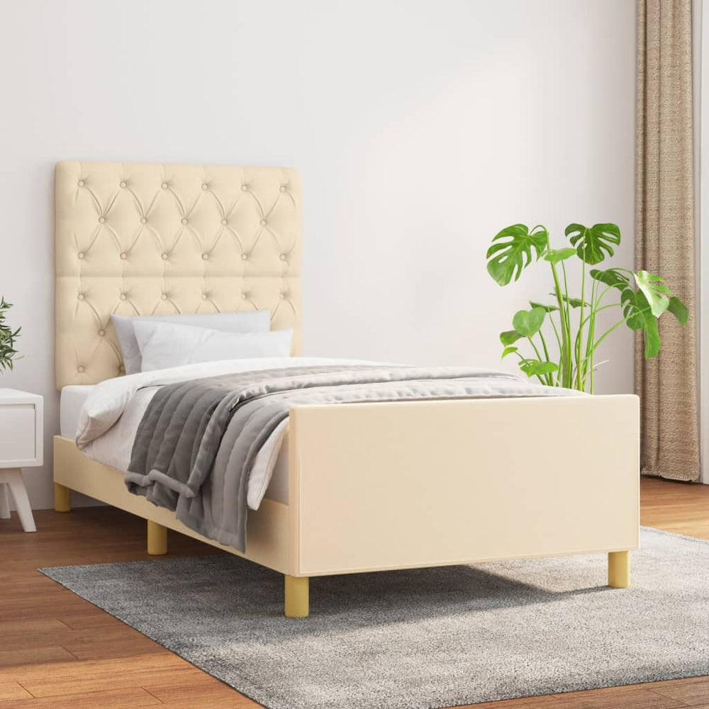 vidaXL Bed Frame without Mattress Cream 80x200 cm Fabric