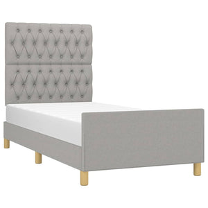 vidaXL Bed Frame without Mattress Light Gray 90x190 cm Fabric