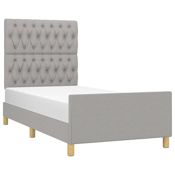 vidaXL Bed Frame without Mattress Light Gray 90x190 cm Fabric