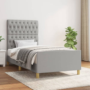 vidaXL Bed Frame without Mattress Light Gray 90x190 cm Fabric