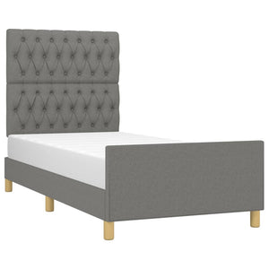 vidaXL Bed Frame without Mattress Dark Grey 90x190 cm Fabric