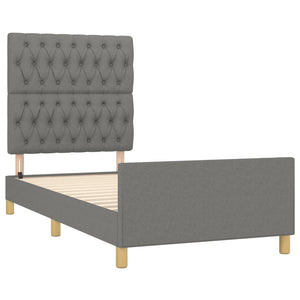 vidaXL Bed Frame without Mattress Dark Grey 90x190 cm Fabric