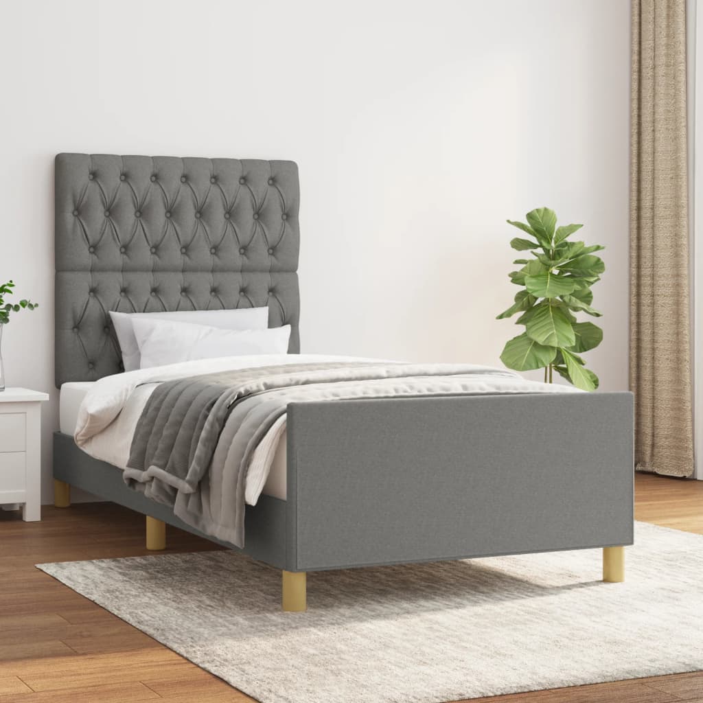 vidaXL Bed Frame without Mattress Dark Grey 90x190 cm Fabric