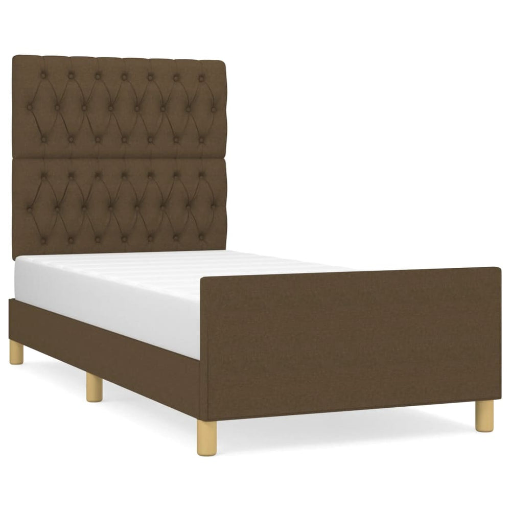 vidaXL Bed Frame without Mattress Dark Brown 90x190 cm Fabric