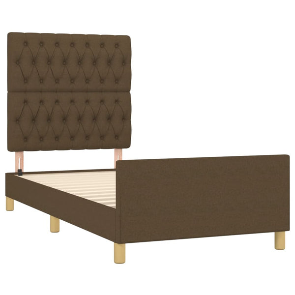 vidaXL Bed Frame without Mattress Dark Brown 90x190 cm Fabric