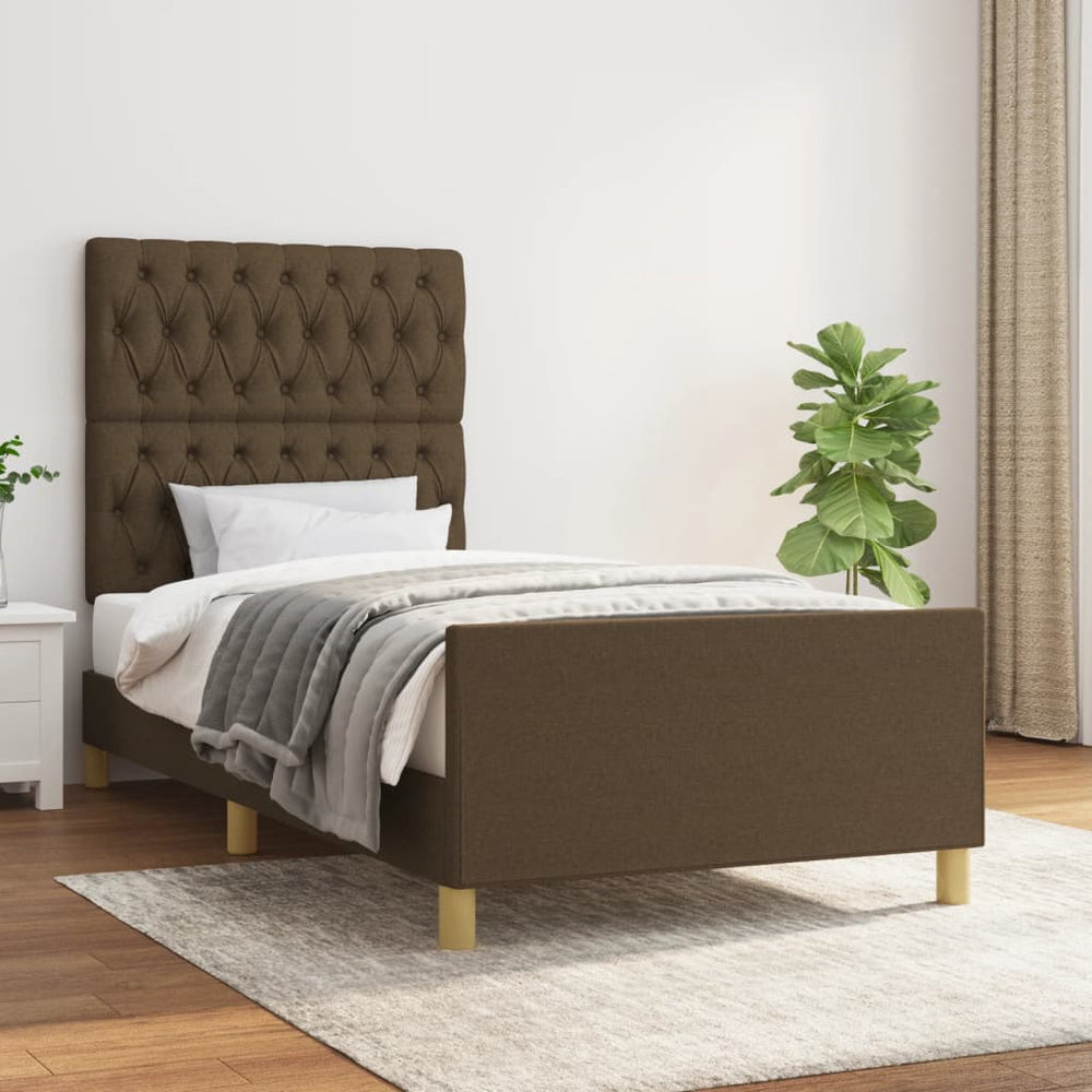 vidaXL Bed Frame without Mattress Dark Brown 90x190 cm Fabric