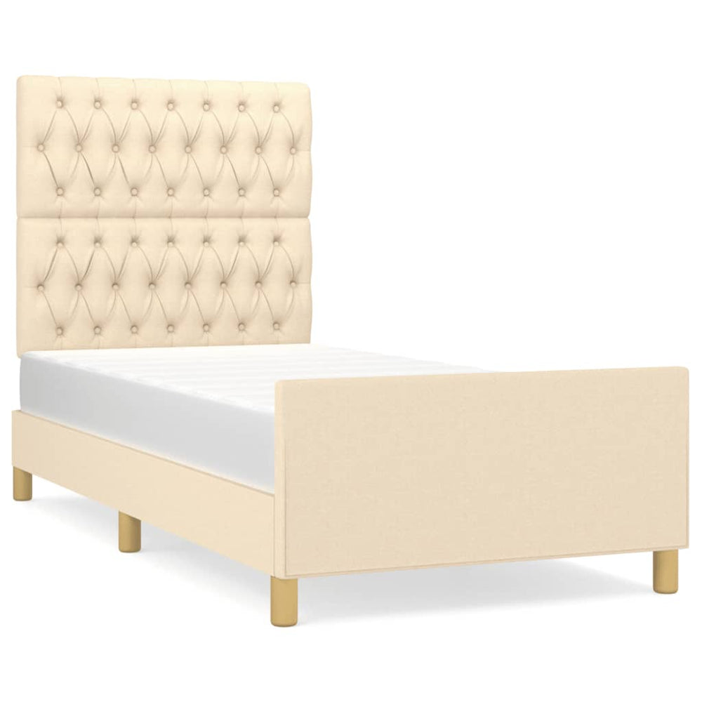 vidaXL Bed Frame without Mattress Cream 90x190 cm Fabric