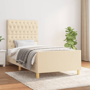 vidaXL Bed Frame without Mattress Cream 90x190 cm Fabric