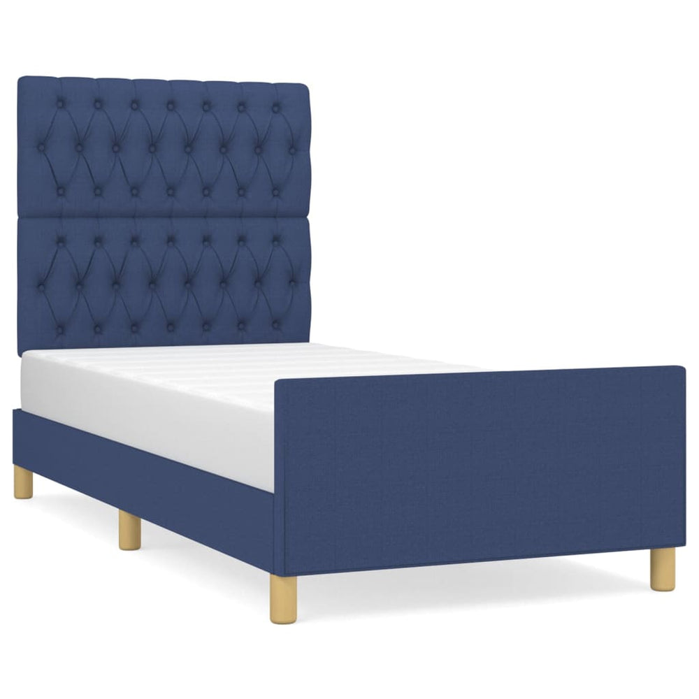 vidaXL Bed Frame without Mattress Blue 90x190 cm Fabric
