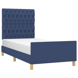 vidaXL Bed Frame without Mattress Blue 90x190 cm Fabric