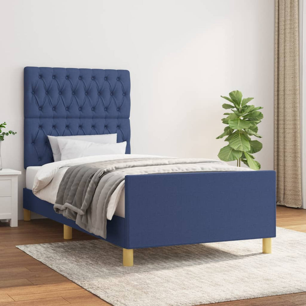 vidaXL Bed Frame without Mattress Blue 90x190 cm Fabric