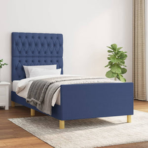 vidaXL Bed Frame without Mattress Blue 90x190 cm Fabric