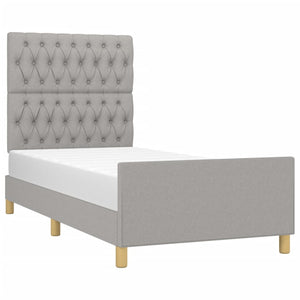 vidaXL Bed Frame without Mattress Light Grey 90x200 cm Fabric