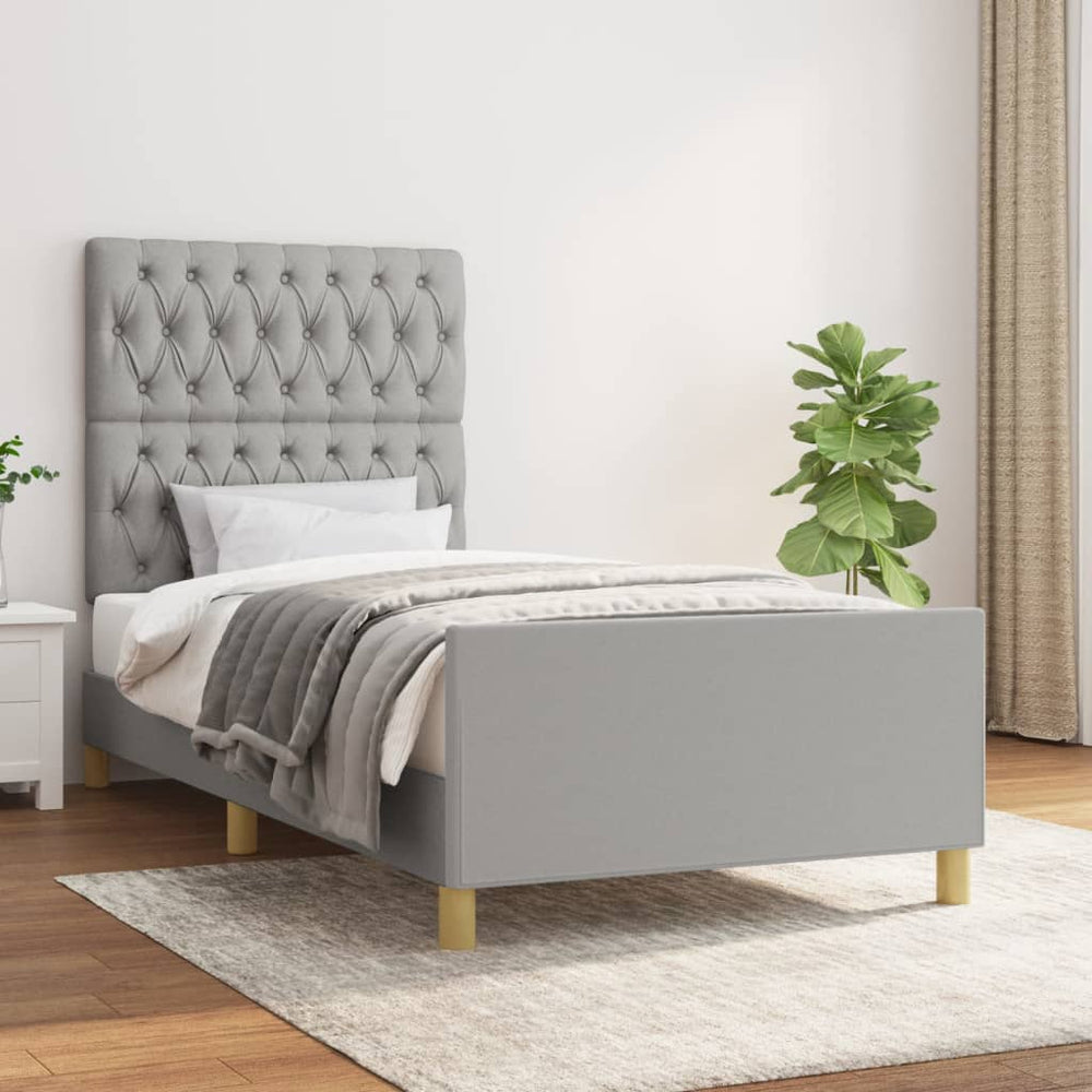 vidaXL Bed Frame without Mattress Light Grey 90x200 cm Fabric