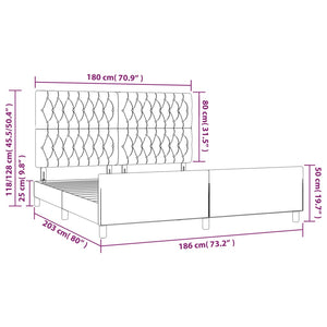 vidaXL Bed Frame without Mattress Light Grey 180x200 cm Fabric