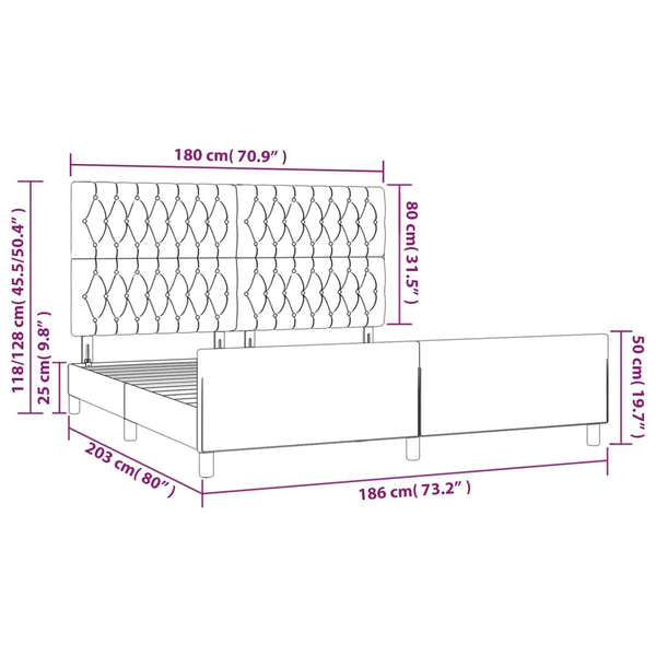 vidaXL Bed Frame without Mattress Light Grey 180x200 cm Fabric