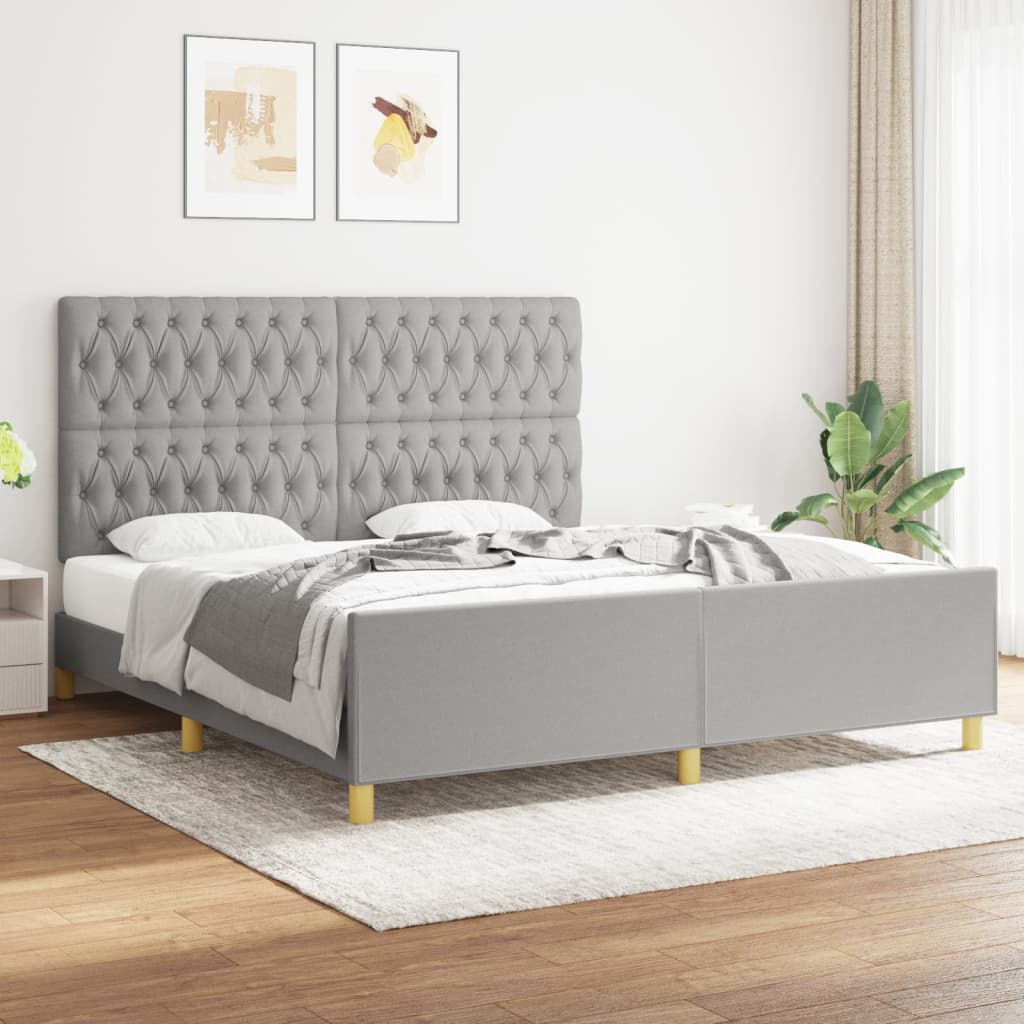 vidaXL Bed Frame without Mattress Light Grey 180x200 cm Fabric