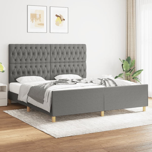 vidaXL Bed Frame without Mattress Dark Grey 180x200 cm Fabric