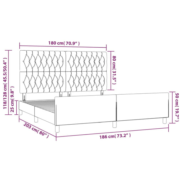 vidaXL Bed Frame without Mattress Black 180x200 cm Fabric
