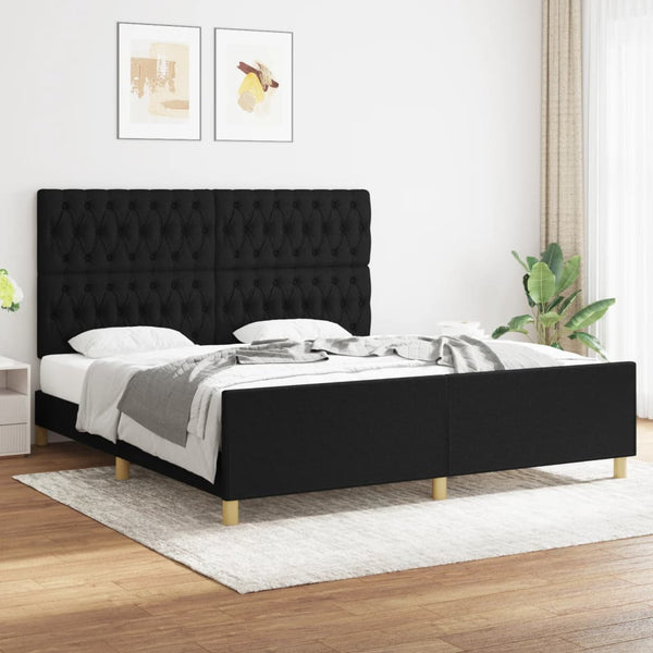 vidaXL Bed Frame without Mattress Black 180x200 cm Fabric