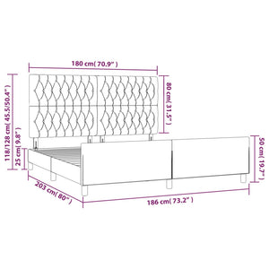 vidaXL Bed Frame without Mattress Dark Brown 180x200 cm Fabric