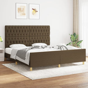vidaXL Bed Frame without Mattress Dark Brown 180x200 cm Fabric