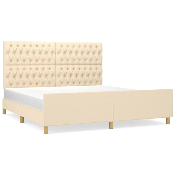 vidaXL Bed Frame without Mattress Cream 180x200 cm Fabric