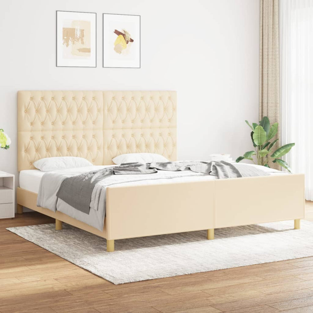 vidaXL Bed Frame without Mattress Cream 180x200 cm Fabric