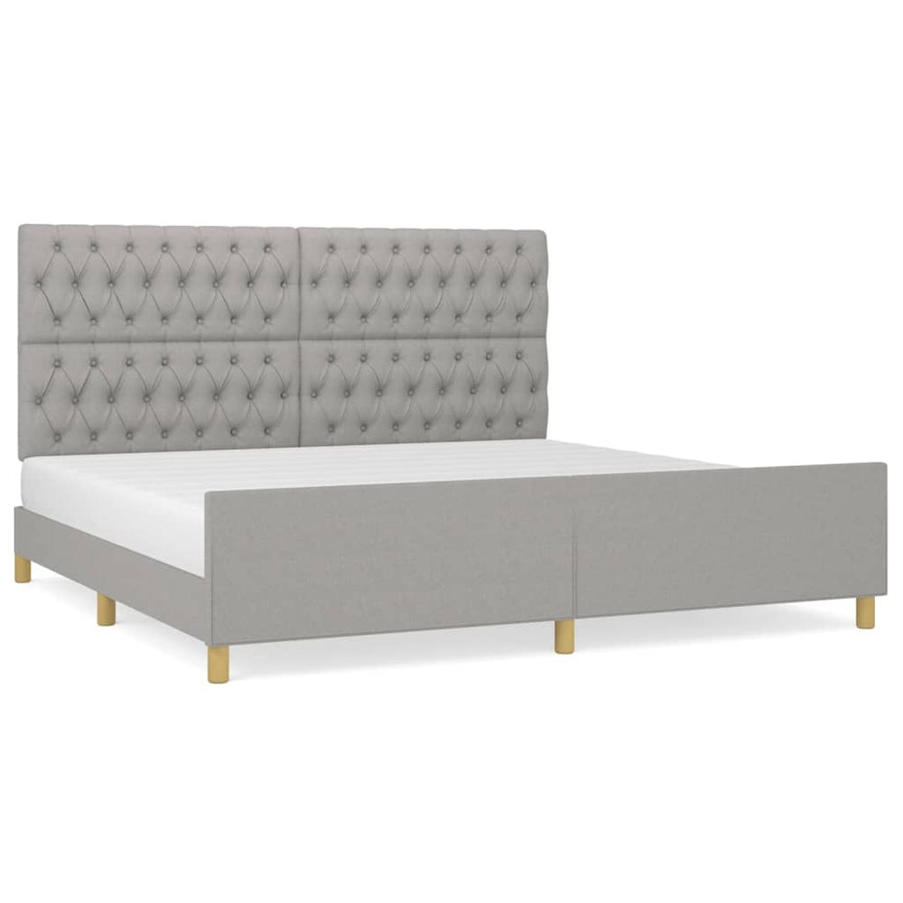 vidaXL Bed Frame with Headboard Light Grey 200x200 cm Fabric