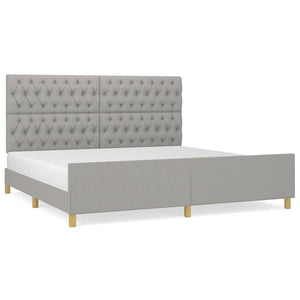 vidaXL Bed Frame with Headboard Light Grey 200x200 cm Fabric
